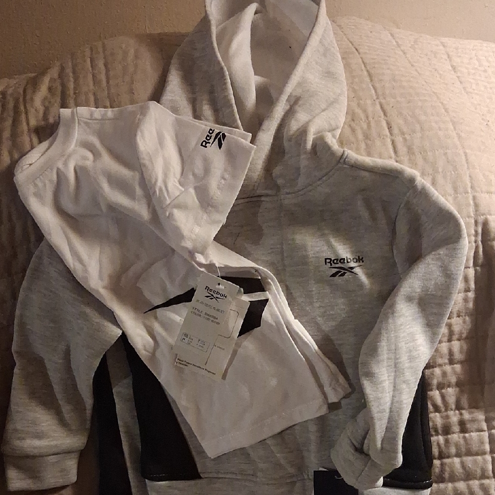 Reebok White and Gray Hoodie Set